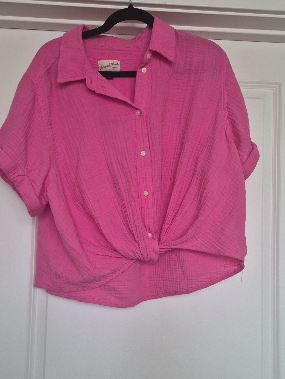 Universal Thread Button-Front Cotton Gauze Shirt - Pink